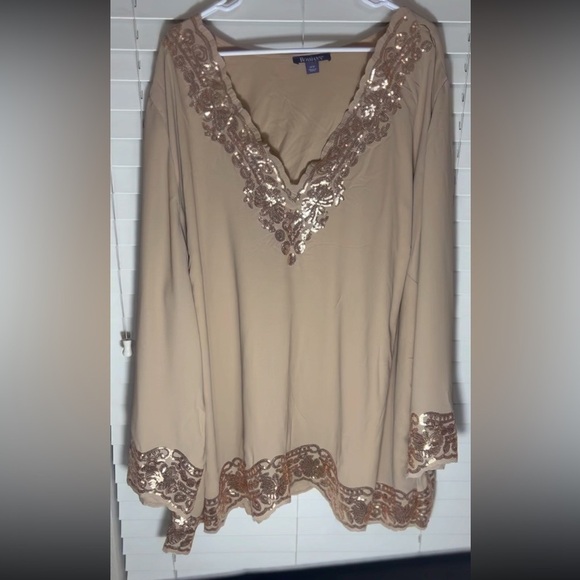 32W Roaman's Women's Plus Size Sequin
Tunic champagne color - Picture 2 of 12